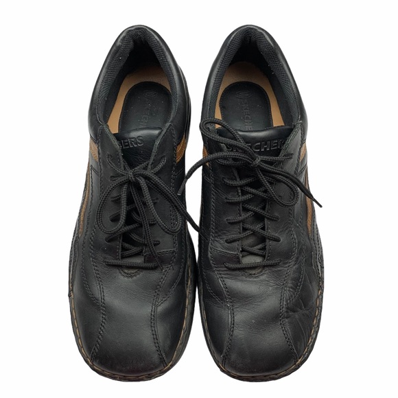 Skechers Leather Black Tan Lace Up Oxfords Mens 13 - Picture 4 of 7